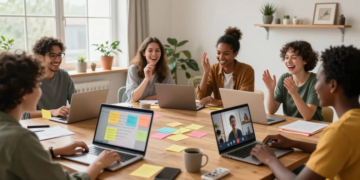 Engage in lively online improv classes with diverse participants in virtual settings, promoting creativity and connection.