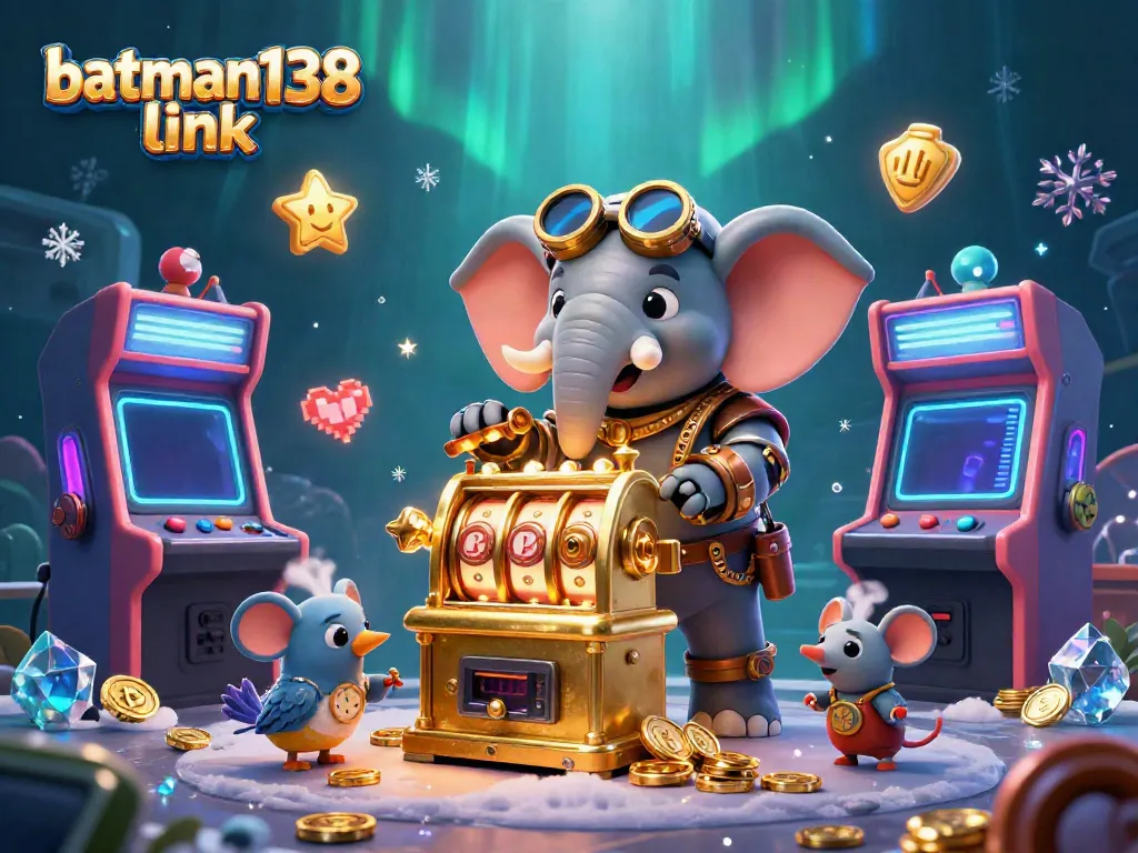 Experience the excitement of gaming with the batman138 link featuring a steampunk elephant and vibrant casino elements.