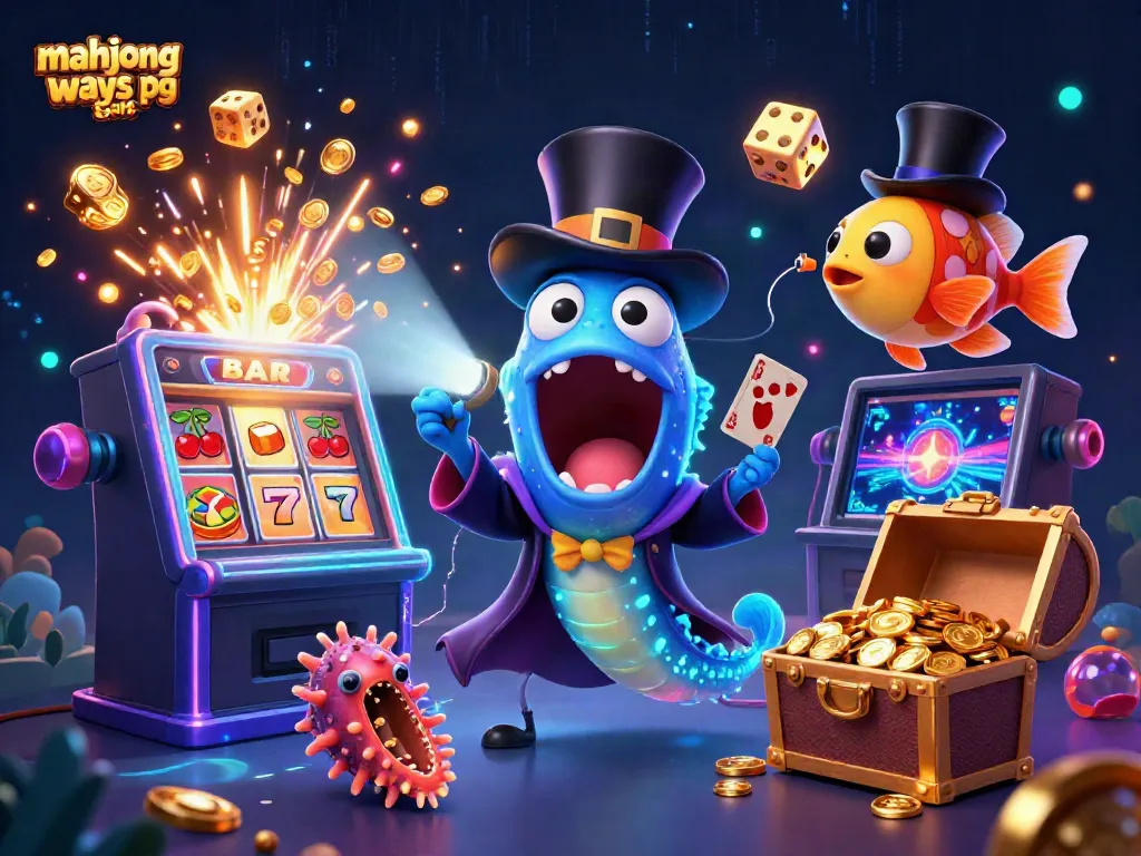 Experience mahjong ways pg soft with 3D casino characters and slot symbols in a vibrant scene
