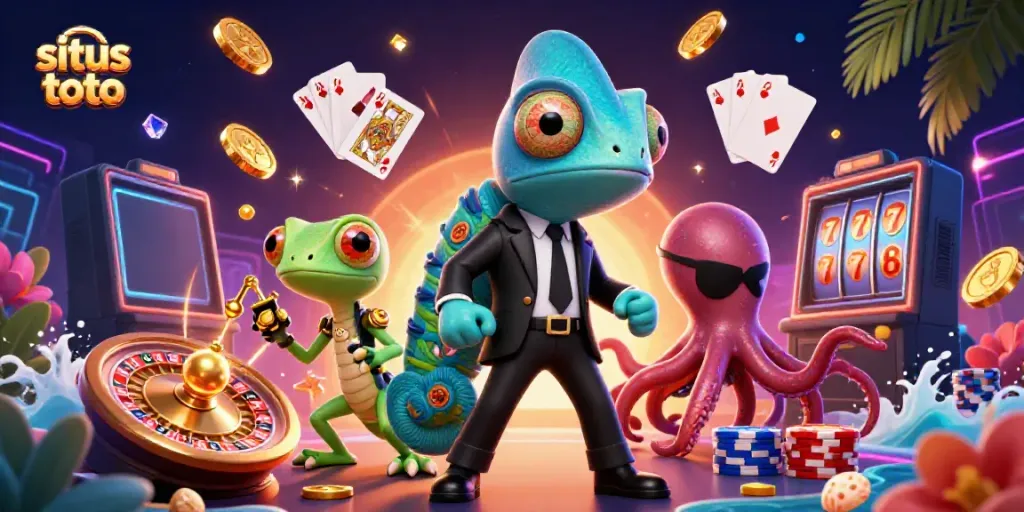 Experience the excitement of situs toto with colorful characters and dynamic casino elements.