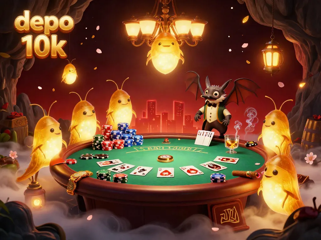 Experience the excitement of depo 10k in a cave casino illuminated by glowworms and a bat dealer.