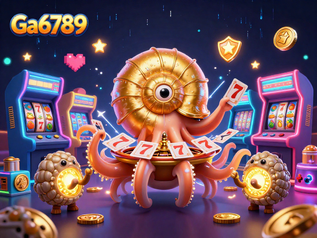 Experience Ga6789 action with a vibrant, 3D casino scene featuring a nautilus roulette wheel.