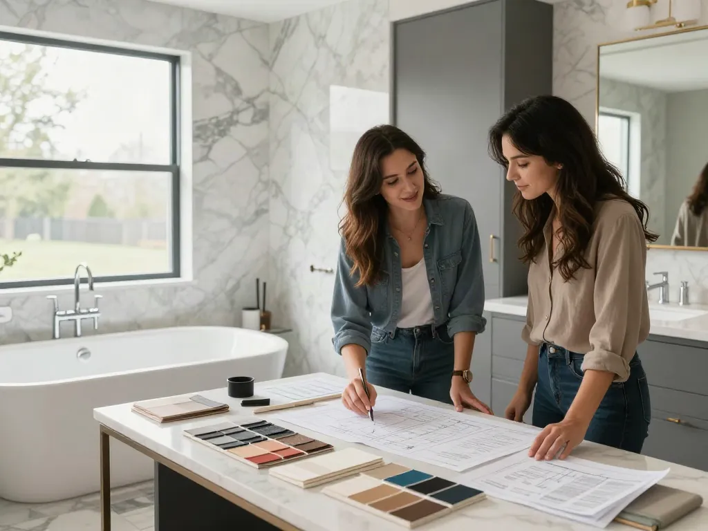 Luxurious design consultation for bathroom remodeling Bellevue with modern fixtures and elegant decor.