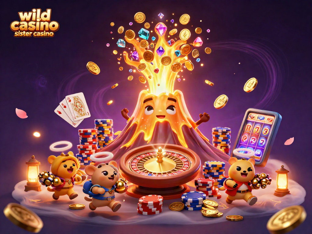 Win big at wild casino sister casinos with a vibrant scene of treasures and games.