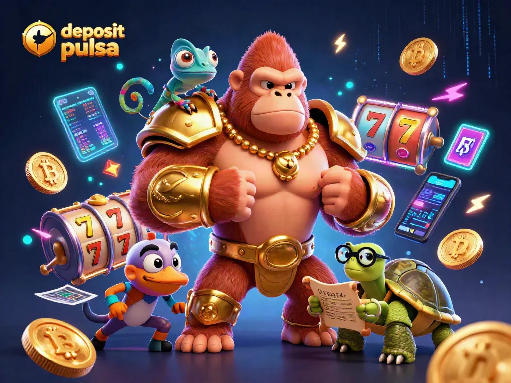 Engage with slot deposit pulsa through vibrant 3D casino illustration highlighting dynamic gaming elements.
