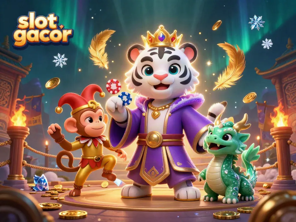 Experience slot gacor excitement with vibrant characters and dynamic casino elements in a captivating scene.