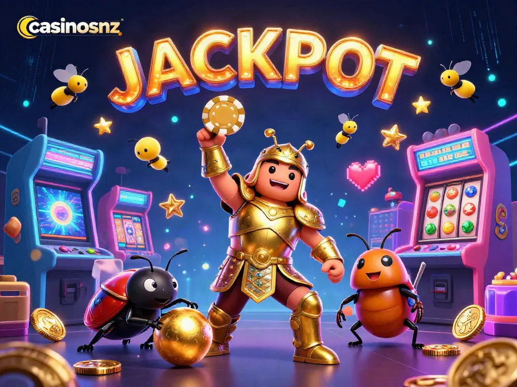 Engage in thrilling gameplay at casinosnz with cartoon characters celebrating a jackpot victory!