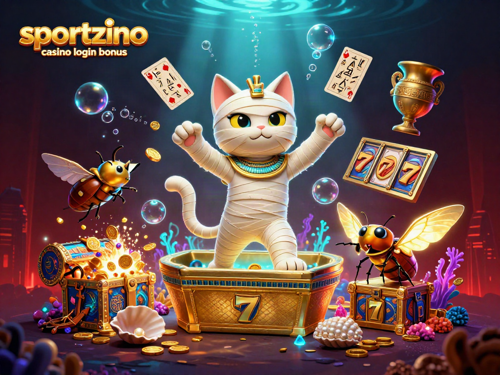 Claim the Sportzino casino login bonus with a vibrant scene featuring interactive gaming elements.