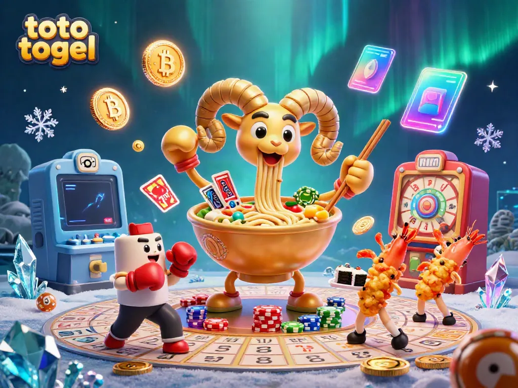 Participate in toto togel games with exciting visuals of characters in a vibrant lottery-themed scene.
