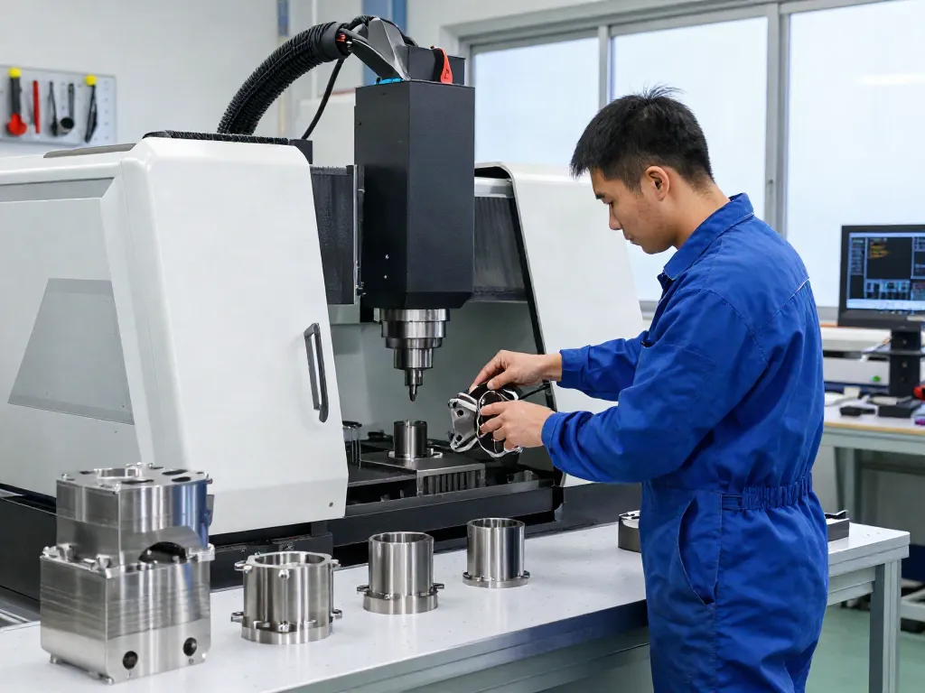 Leading aerospace CNC parts manufacturers in a dynamic machining workshop showcasing precision components and advanced technology.