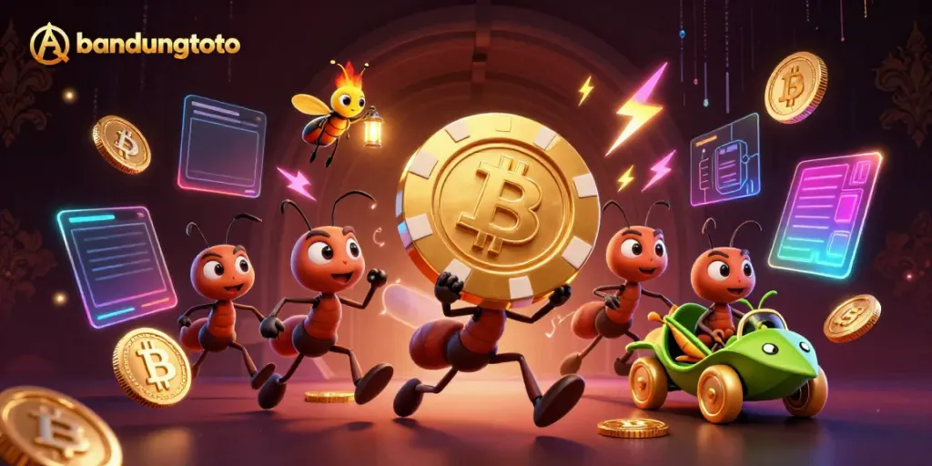 Engage in thrilling gameplay with bandungtoto's vibrant heist-themed 3D illustration.