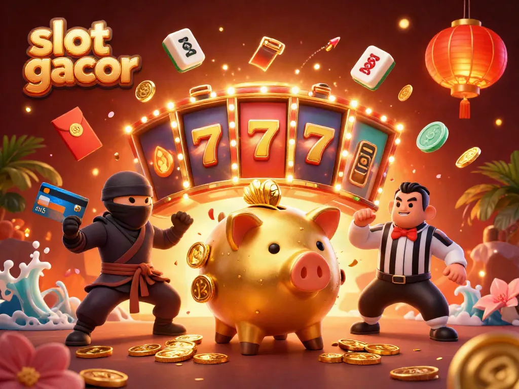 Experience excitement in slot gacor with vibrant characters, golden coins, and dynamic game elements.