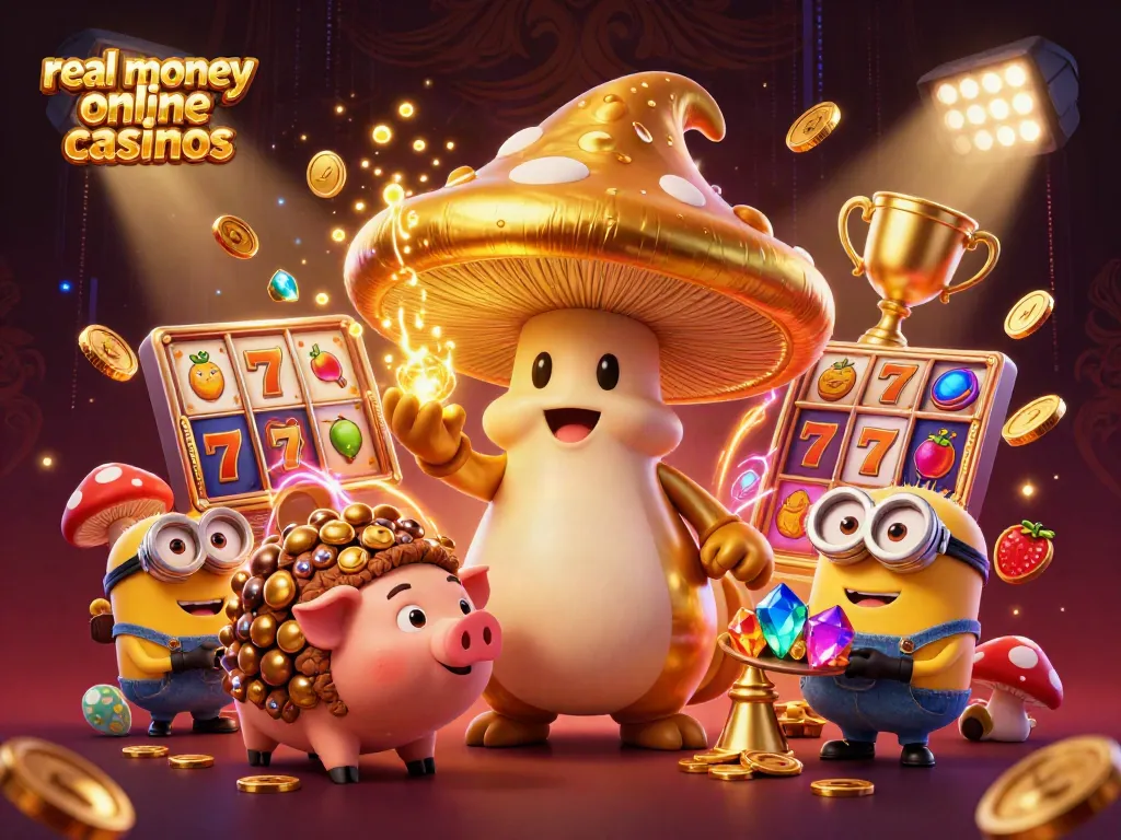 Experience thrilling visuals of real money online casinos with vibrant characters and dynamic elements.