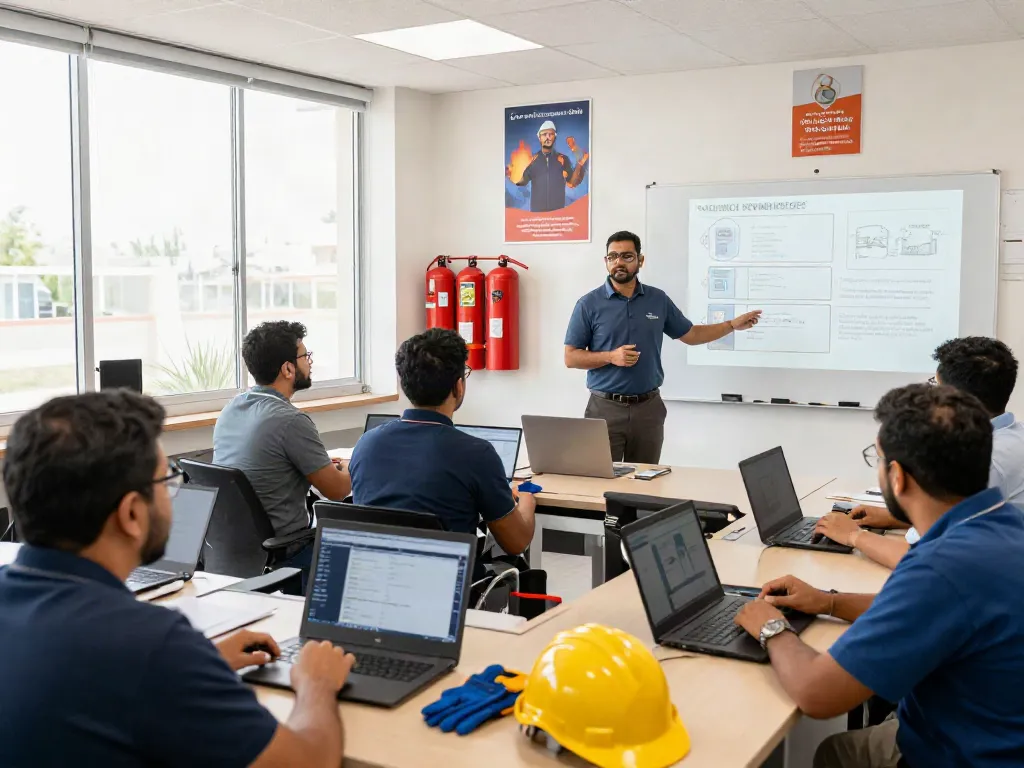 Training Institute Saudi Arabia offering hands-on HSE safety training with diverse professionals in an engaging classroom.