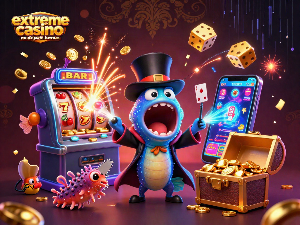 Engage with the extreme casino no deposit bonus through a vivid 3D scene showcasing a magical underwater act featuring unique sea creatures.