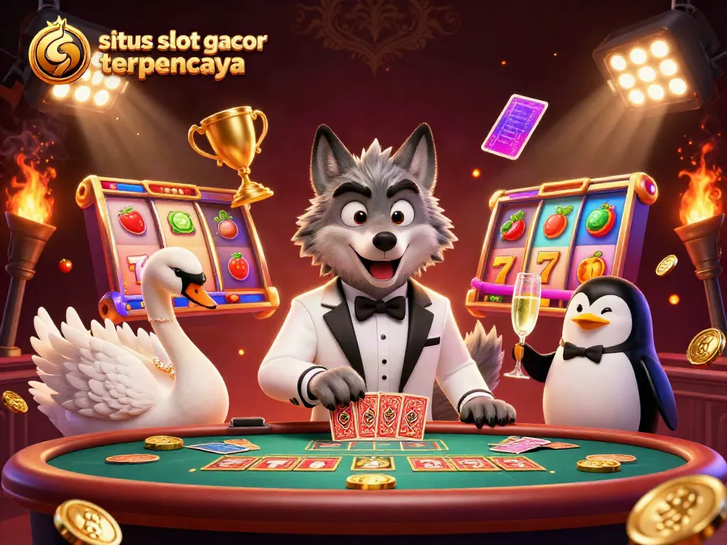 Experience the thrill of winning at situs slot gacor terpercaya with 3D casino characters enjoying a game.