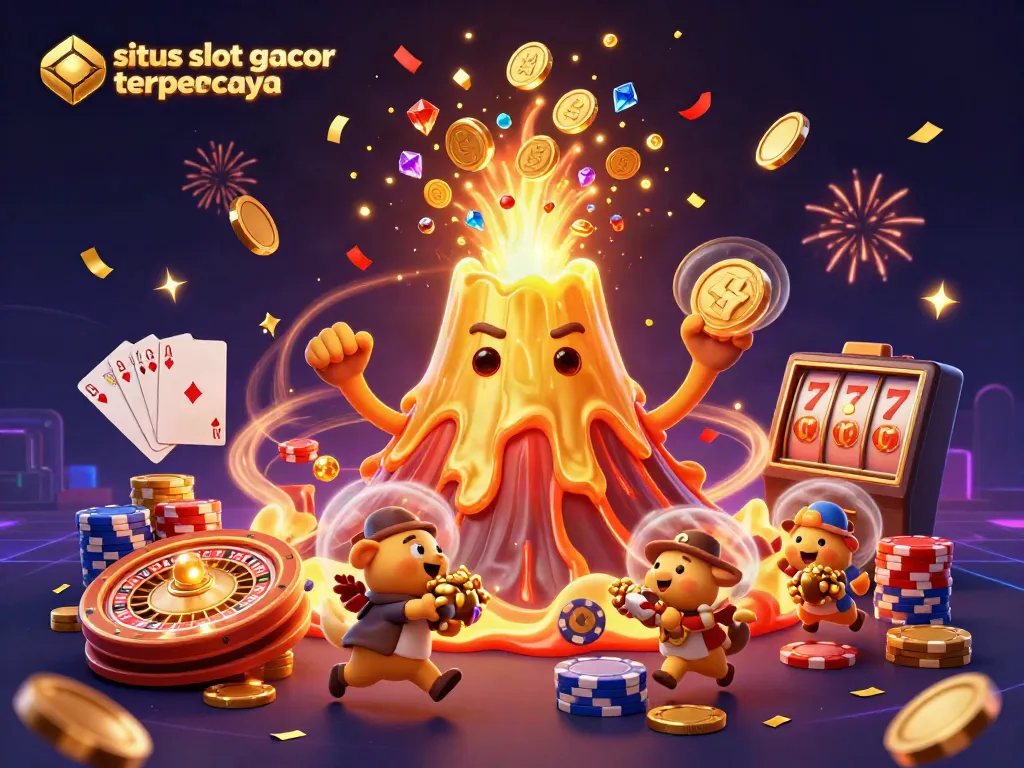 Experience big wins with situs slot gacor terpercaya in a vibrant, coin-filled casino scene.