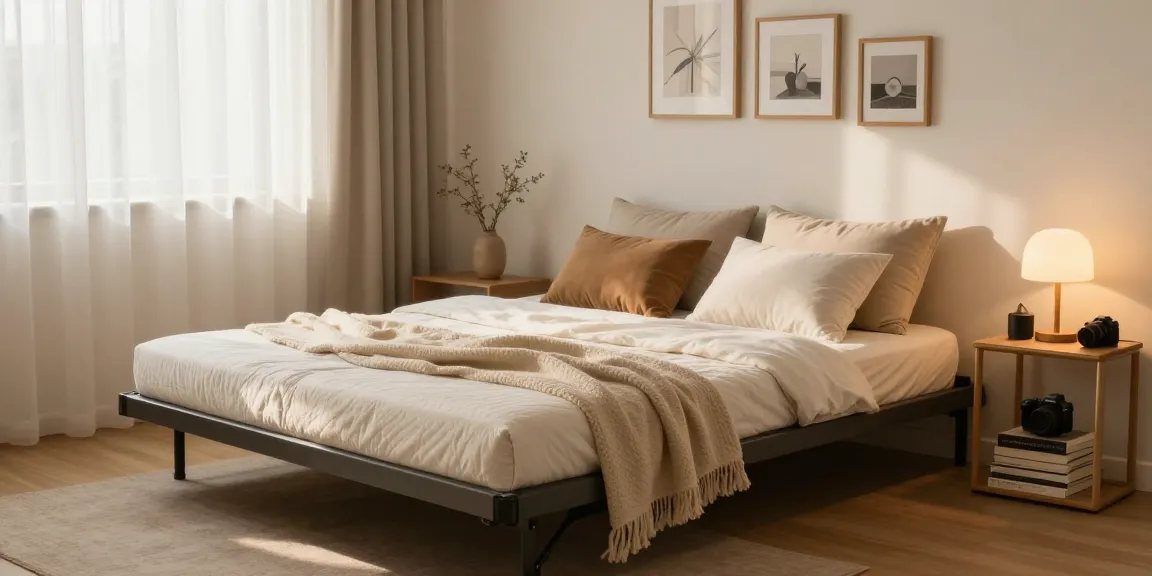 Cozy fold up bed in a warm bedroom, showcasing comfort and versatility.